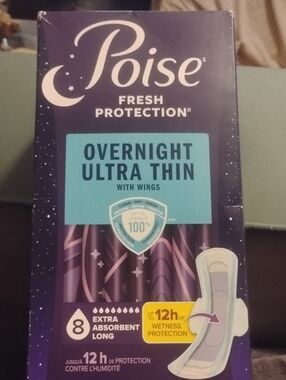 Poise Overnight Ultra Thin With Wings - Purple